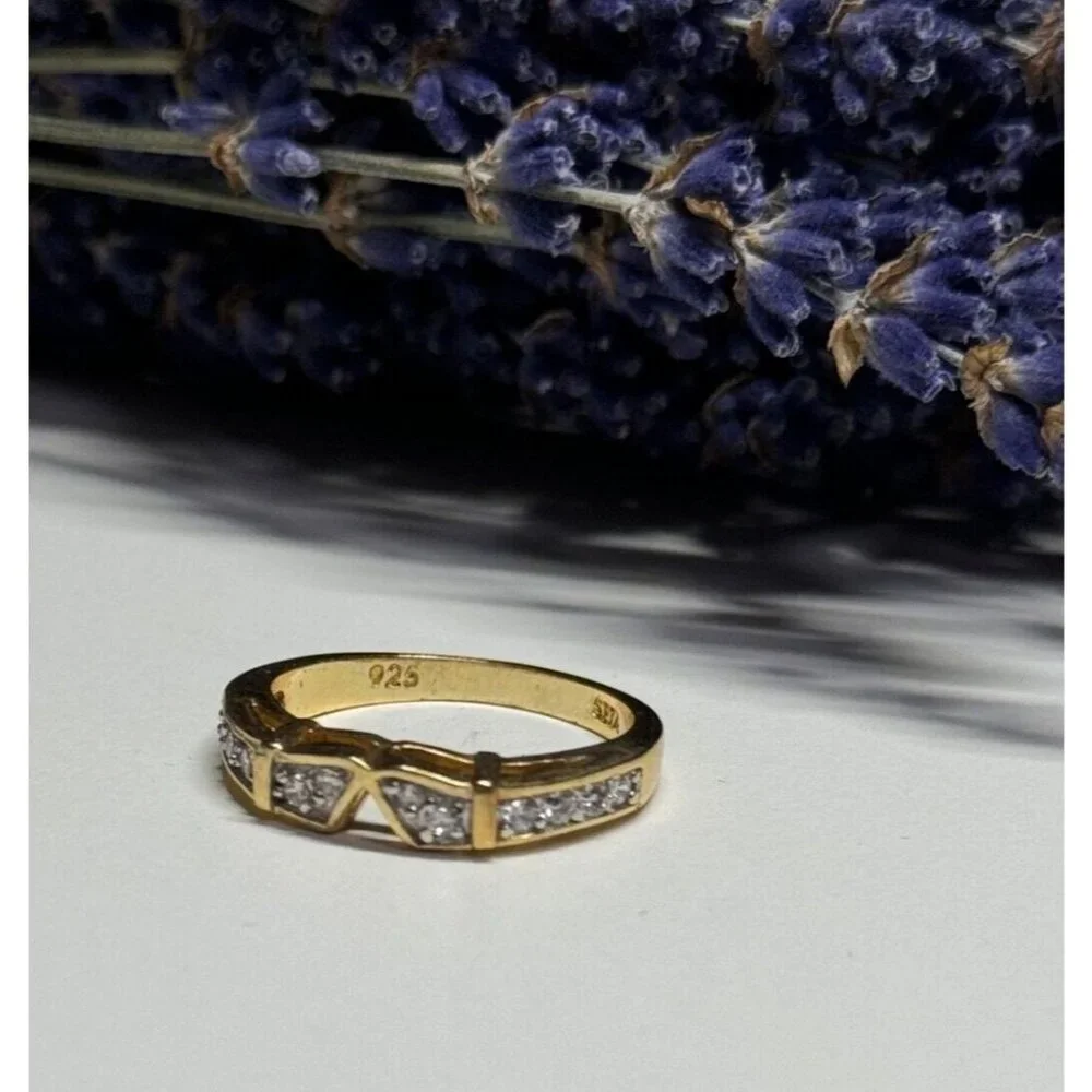 925 STERLING SILVER GOLD PLATED CZ RING SIZE 8.5